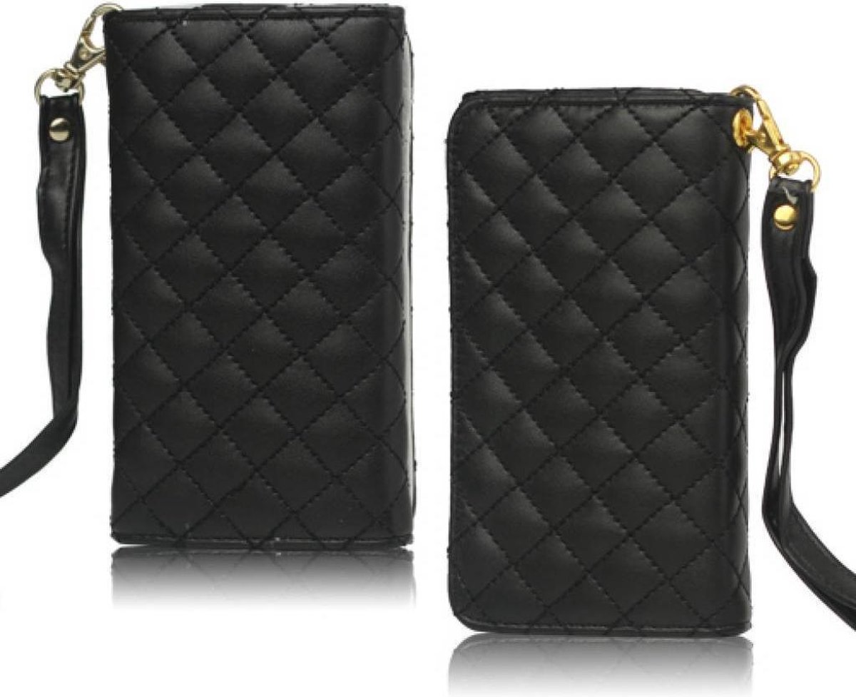Grid leather purse