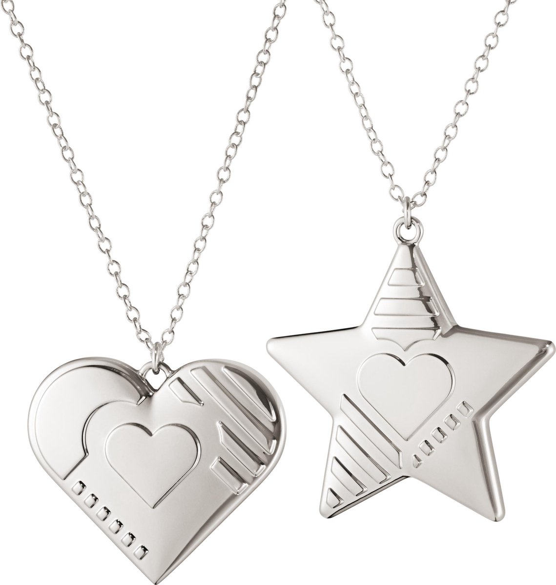 Georg Jensen Seasonal Christmas Collection 2019 Ornament Hart en Ster - Zink Legering - Zilver