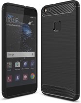 Luxe Huawei P10 Lite hoesje – Zwart – Geborsteld TPU Carbon Case – Shockproof Cover