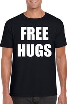 Free hugs tekst t-shirt zwart heren XL