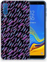 Geschikt voor Samsung Galaxy A7 (2018) Siliconen Hoesje Design Feathers Color