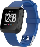 KELERINO. Siliconen bandje voor Fitbit Versa (Lite) met gespsluiting - Donker Blauw - Small