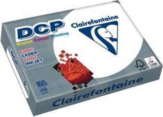 Doos Clairefontaine DCP digitaal kleurenpapier 160g, met afbeelding van een oranje vis.