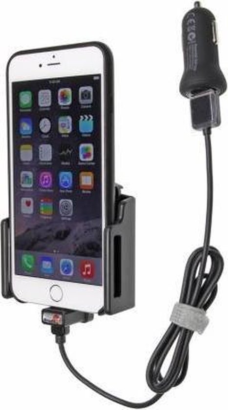 Brodit verstelbare houder-lader (75-89mm/ 2-10mm) Apple iPhone XR/11/11 Pro/X met USB sig.plug - Brodit
