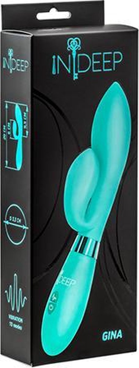 Indeep - Vibrator Gina - 10 vibratie standen - 100% Ultrasoft Silicone - Vaginaal & Clitoraal - Turquoise