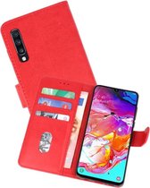 Hoesje Geschikt voor Samsung Galaxy A70 - Kaarthouder Book Case Telefoonhoesje - Rood