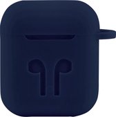 Case Cover voor Apple Airpods - Siliconen Donkerblauw - Beschermhoesje met Musketon Haakje - Geschikt voor Opladen - 17 Kleuren - Watchbands-shop.nl