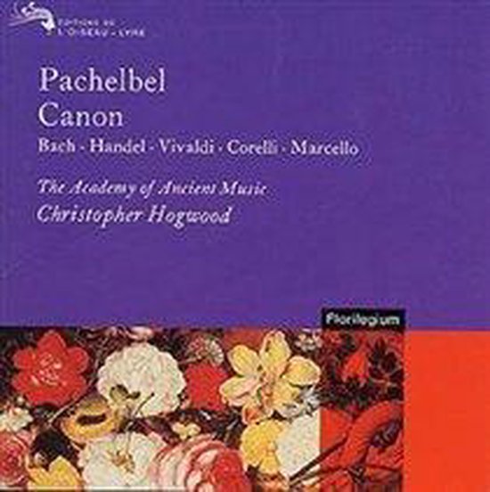 Albumhoes met 'Pachelbel Canon' en bloemenpatroon in paars, rood en oranje.