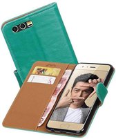 Zakelijke Book Case Telefoonhoesje Geschikt voor de Huawei Honor 9 - Portemonnee Hoesje - Pasjeshouder Wallet Case - Groen