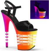 Pleaser Sandaal met enkelband, Paaldans schoenen -35 Shoes- FLAMINGO-809UVLN Paaldans schoenen Zwart/Multicolours