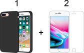 iPhone 7 plus hoesje zwart - Apple iPhone 8 plus hoesje zwart siliconen case hoes cover - 2x iPhone 7 Plus/8 Plus screenprotector