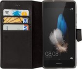 GALATA® Echte Lederen Wallet - Book case voor Huawei P8 Lite zwart