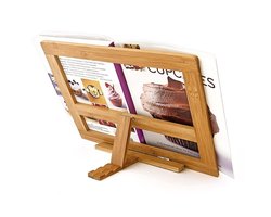 Relaxdays kookboekstandaard - Bamboe hout - 32 x 24 cm
