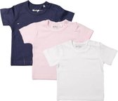 Dirkje Meisjes Shirts Korte Mouwen (3stuks) Blauw, Lichtroze en Wit - Maat 80