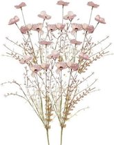 5x Roze klaproos/poppy pink gedroogde kunstbloemen 53 cm - Kunstbloem/kunsttakken - Kunstbloemen boeketten