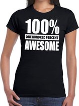 100 procent awesome tekst t-shirt zwart voor dames XL