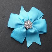 Haarknip alligatorknip haarclip met strik (ca. 10 x 7,5cm) en rhinestone glitter turquoise – gratis verzending