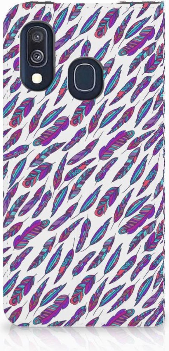 Book Case voor Samsung Galaxy A40 Hoesje met Magneet Feathers Color