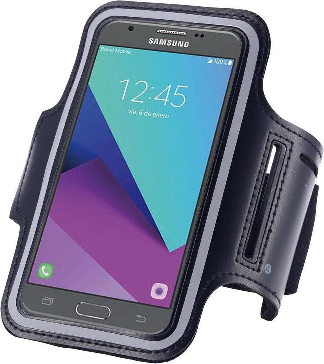 Zwart Sportarmband Hardloopband Telefoonhoesje Geschikt voor Samsung Galaxy J7 2017