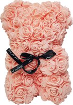 Rozen beer - Flower bear - Bloemen beer - Rose bear - In Geschenkdoos - 25 CM - Zalm