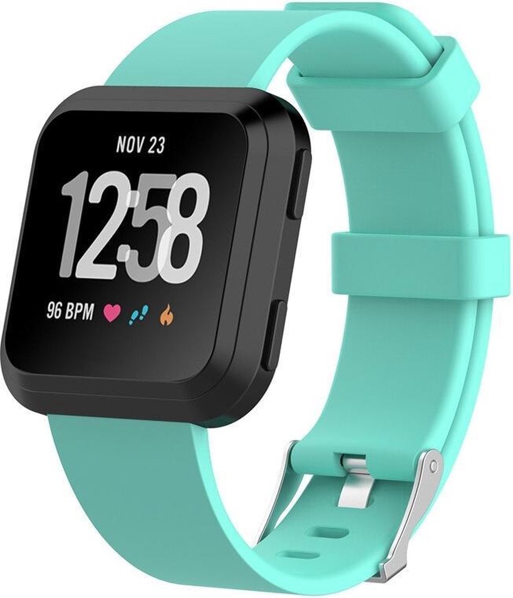 KELERINO. Siliconen bandje geschikt voor Fitbit Versa (Lite) met gespsluiting - Teal - Small