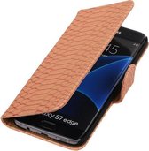 Étui Portefeuille Samsung Galaxy S7 Edge de Type Livre Serpent Rose