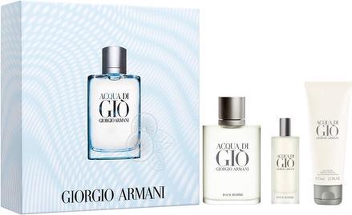 Armani - Acqua di Gio for Men EDT 100 ml + EDT 15 ml + Shower gel 75 ml - Giftset