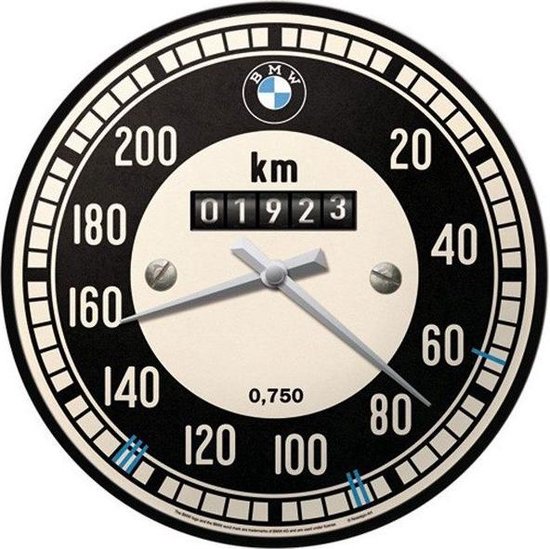 Nostalgic-Art Retro wandklok, 31 cm, Official License Product (OLP), BMW – Tachometer – Cadeau idee voor BMW fans, grote keukenklok, vintage design