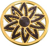 Silventi Lockits 982501848 Stalen munt - fantasie bloem met kristal - 33-2 mm - Goudkleurig / zwart