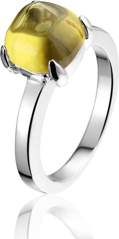 Montebello Ring Yellow Accent - 925 Zilver Gerhodineerd - Maat 54-17.2mm
