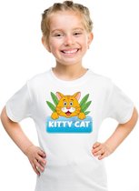 Kitty Cat t-shirt wit voor kinderen - unisex - katten / poezen shirt S (122-128)