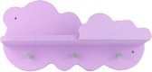 DW4Trading® Wolken legplank met 3 kapstokhaken 50x26 cm roze