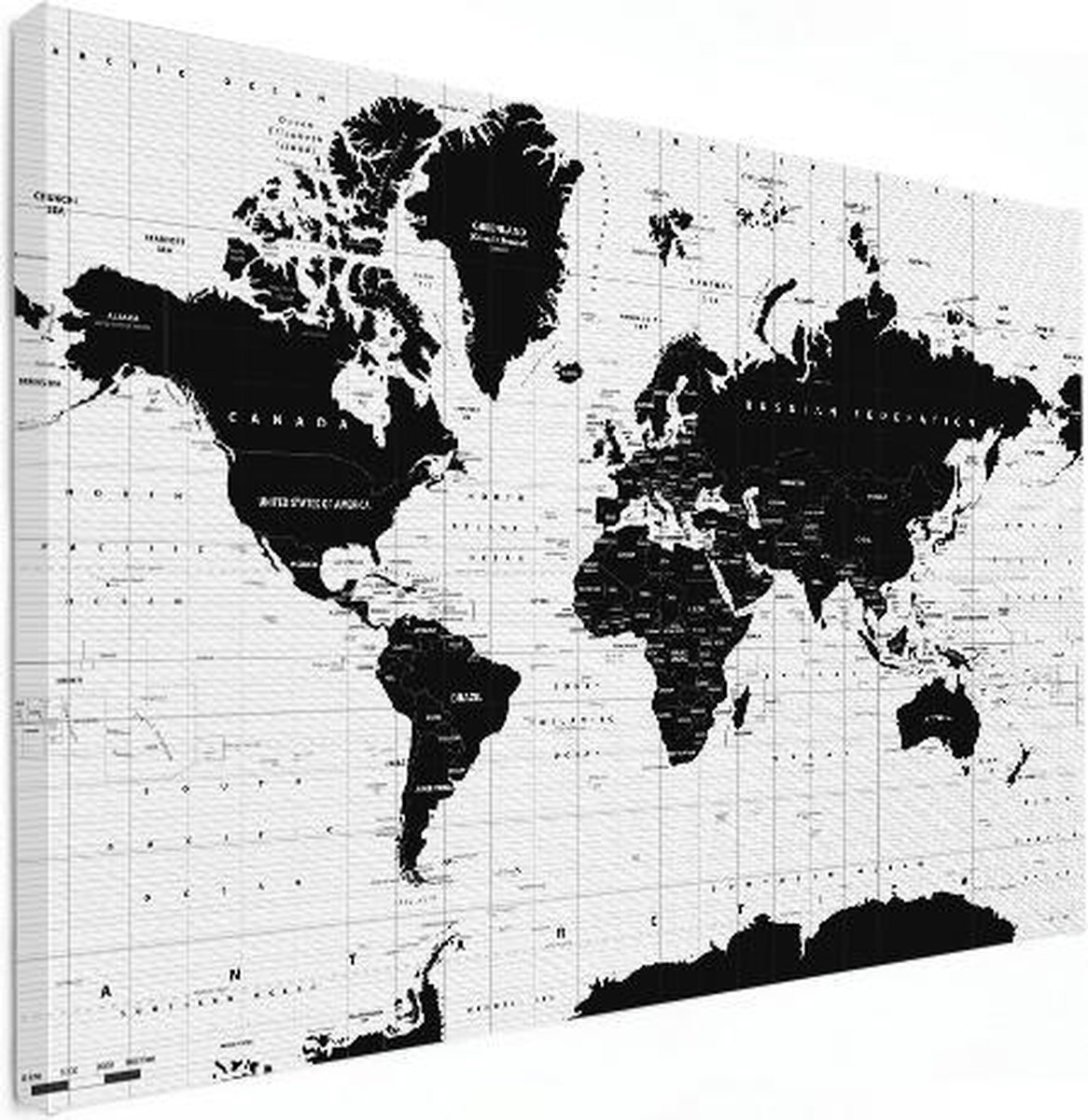 Onwijs bol.com | Wereldkaart Zwart Wit Canvas - modern - Klein 40x30 cm WS-95