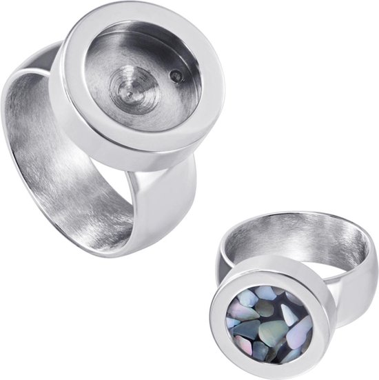 Quiges - RVS Dames Mini Munt Ring Zilverkleurig - SLSR00319 - Maat 19 - Quiges
