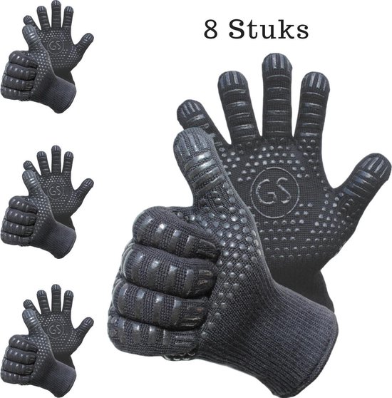 8 BBQ handschoenen (gemaakt van Aramide en Kevlar) beschermt tot 500 graden  Celsius... | bol.com