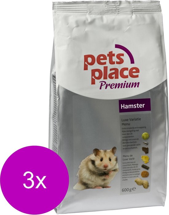 Pets Place Hamster Luxe Menu Premium - Hamstervoer - 3 x 600 g