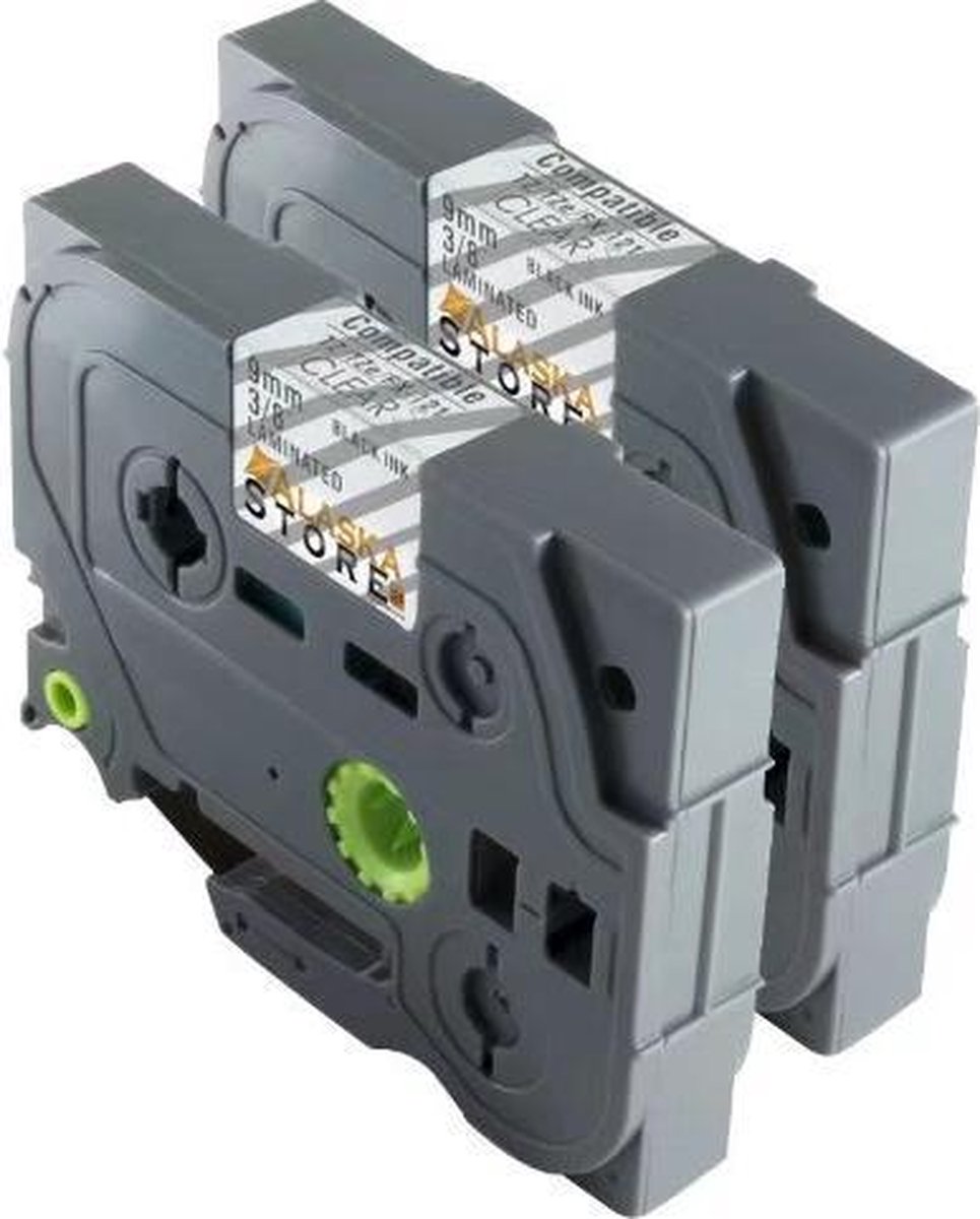 2x Compatible Label Tape TZe-121 / TZ-121 Zwart op Transparant (9mm x 8m) | voor Brother P-Touch PT-310, PT-310B, PT-320, PT-330, PT-340, PT-350, PT-200, PT-2030, PT-2030AD