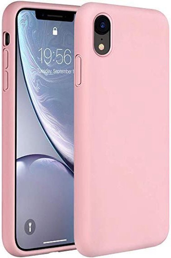 steek God weten iPhone XR hoesje roze siliconen case cover - 2x iPhone XR Screenprotector  glas | bol.com