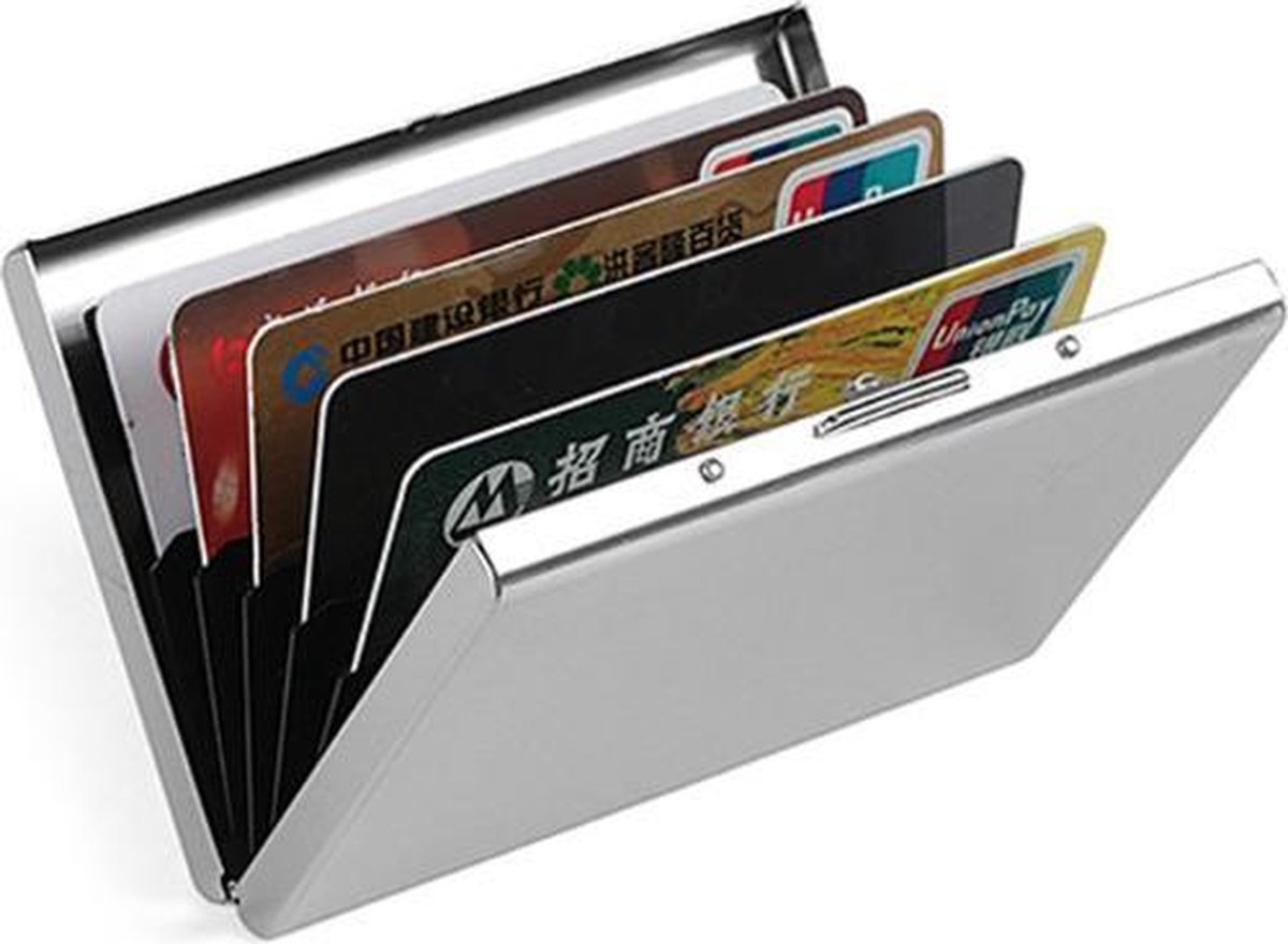 Creditcardhouder - Pasjeshouder - RFID bescherming - Rvs Metal Case Box - portemonnee - zilver - SBVR