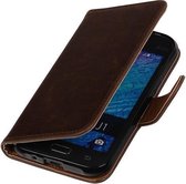 Mocca Pull-Up PU Hoesje Samsung Galaxy J1 2015 Booktype Wallet Cover