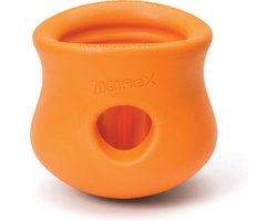 West Paw Toppl Zogoflex - Sterk Honden Speelgoed - Slowfeeder - Oranje - Large - 10 cm
