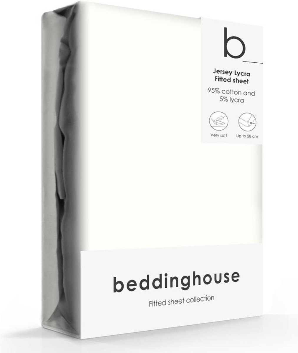 Beddinghouse Jersey-Lycra Hoeslaken Offwhite-140/160 x 200/220 cm