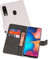 Booktype Telefoonhoesjes - Bookcase Hoesje - Wallet Case -  Geschikt voor Samsung Galaxy A20 - Wit