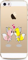 Apple Iphone 5 / 5S / SE2016 transparant siliconen cover hoesje hondjes in love