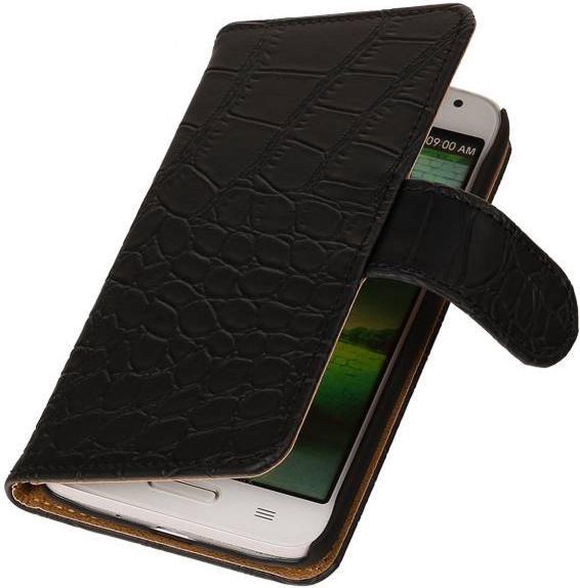 Sony Xperia Z2 Book Case Croco Zwart Hoesje
