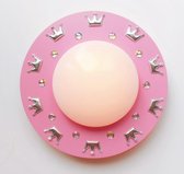 Funnylight baby en kinderlamp LED roze met zilveren kroontjes en kristallen- Trendy plafonniere voor een koninklijke kids slaapkamer