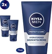 Bol.com NIVEA MEN Protect & Care Hydraterende Dagcrème - 2 x 75 ml - Voordeelverpakking aanbieding