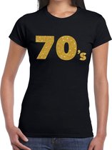 70's goud glitter t-shirt zwart dames - Jaren 70/ Seventies kleding XXL