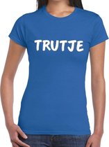 Blauw fun tekst feest shirt - Trutje - voor dames S