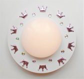 Funnylight baby en kinderlamp LED wit met roze kroontjes en kristallen - Trendy plafonniere voor de kids slaapkamer